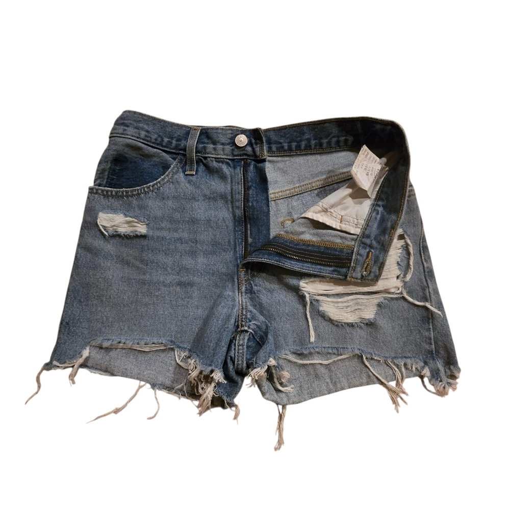 Levi's Light Blue Distressed Jean Shorts - Picture 6 of 6